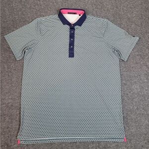 Greyson Wolf Tails Mens Golf Shirt XL Green Pattern Print Logo Club Embroidered